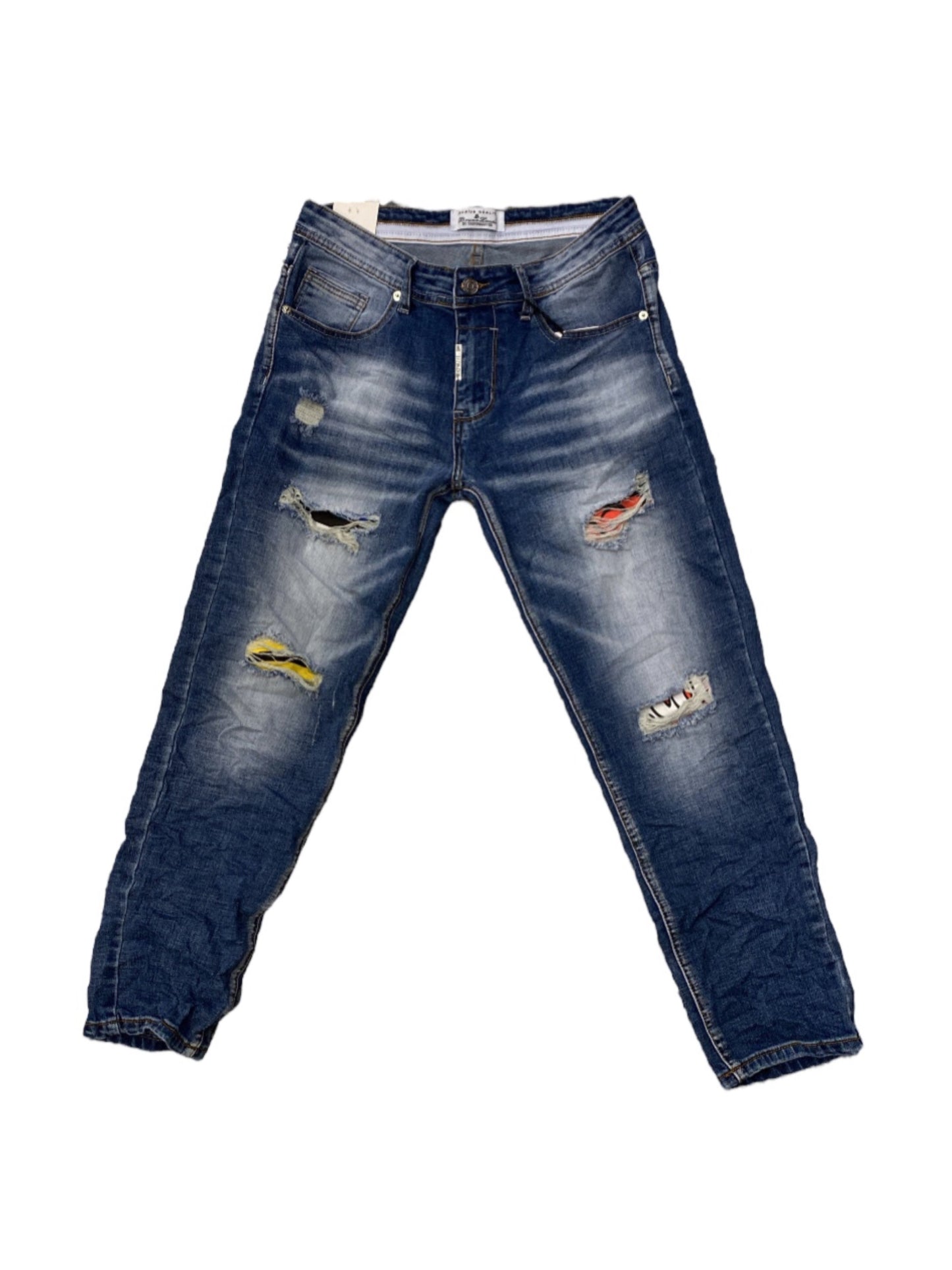Jeans skinny con strappi e toppe Bruno Leoni – Victorya Fashion